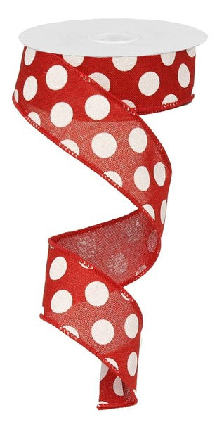 RX9145W7  1.5" x 10yd Medium Multi Dots Red/White