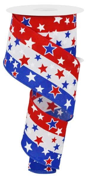 RGE163627   2.5" x 10yd Multi Stars On Stripes    Red/White/Blue