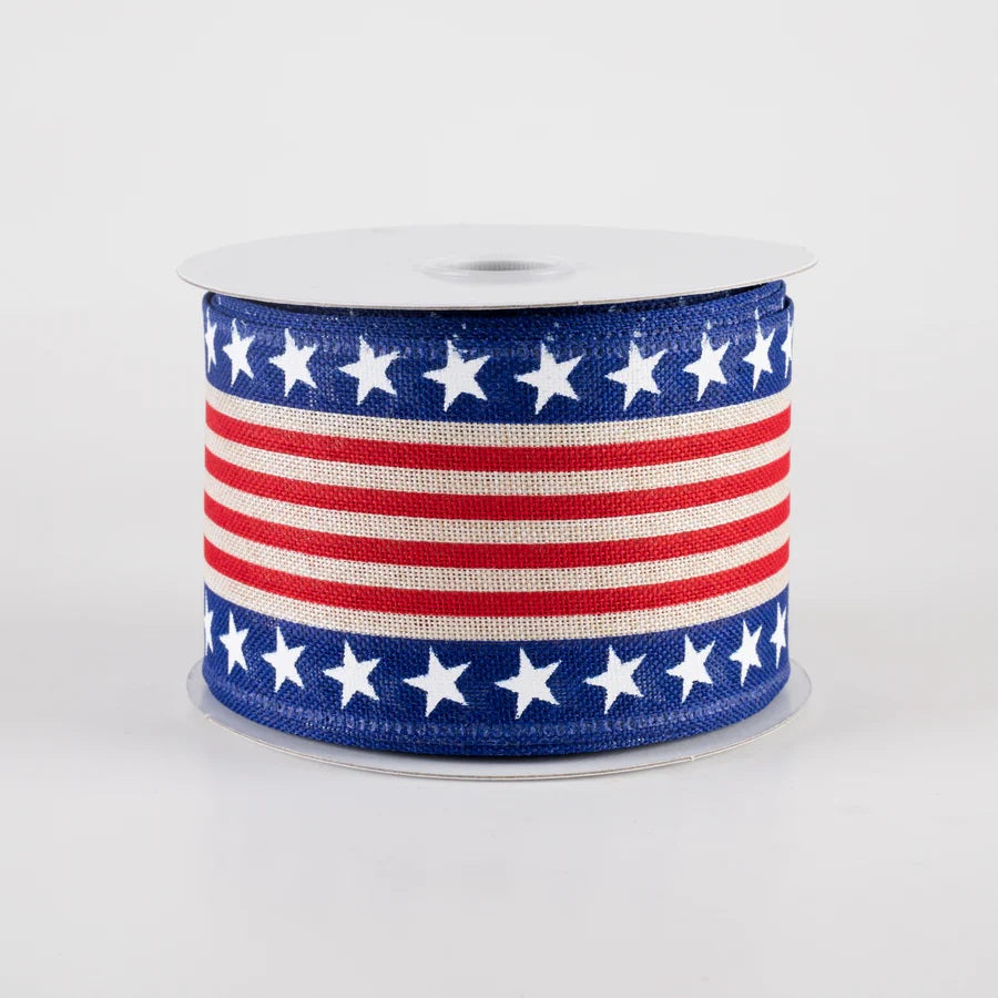 46401-40-15: NAT LIN/RED Cabana STRP/RYL BL STAR EDG, 2.5"X10Y