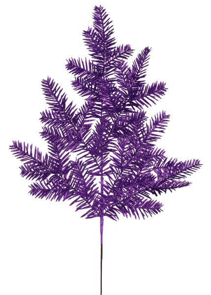 XV766023  25"L Glitter Hemlock Spray x 6 Purple