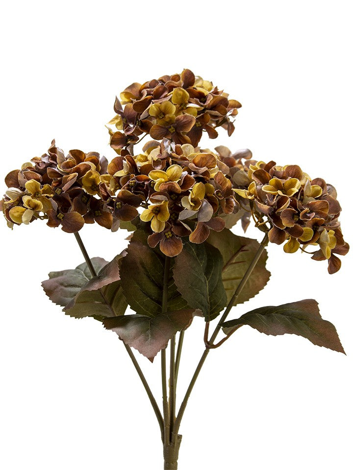 2752062YB     17" HYDRANGEA BUSH   YELLOW BROWN