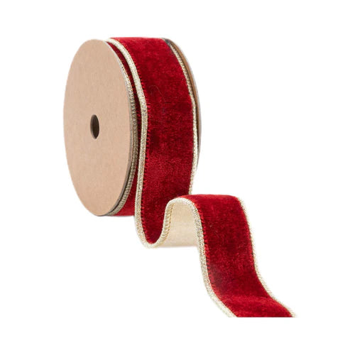 7416W26025E    1.5"X10Y   Premium Velvet   Red/Gold Metallic Backing