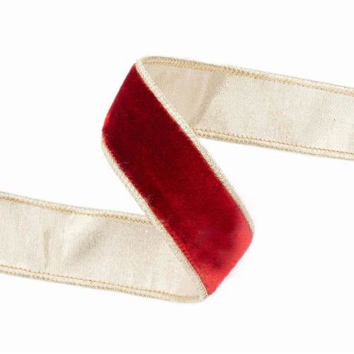 7416W26025E    1.5"X10Y   Premium Velvet   Red/Gold Metallic Backing