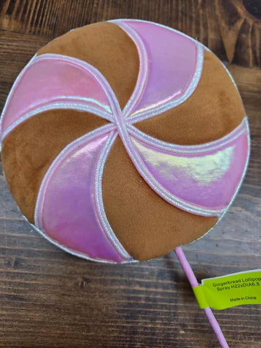 86445BNPK   H22"xDia6.5"   Gingerbread Lollipop